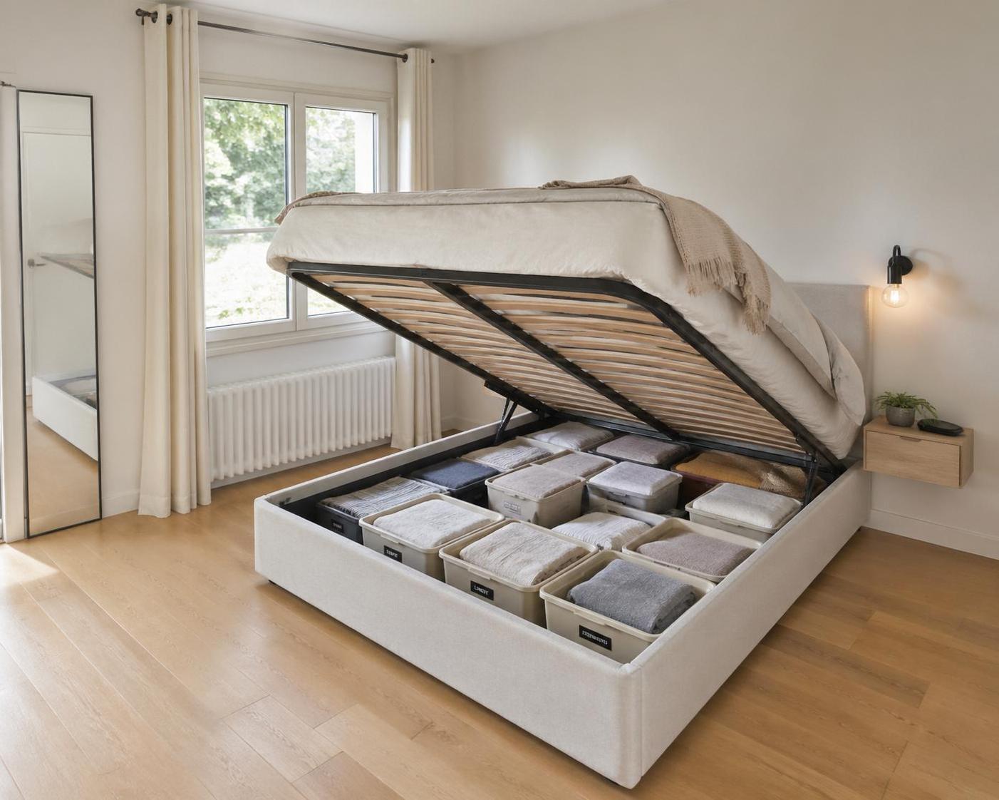 découvrez comment optimiser l'espace de votre chambre grâce à un lit astucieusement rangé, alliant confort et organisation pour un intérieur harmonieux.