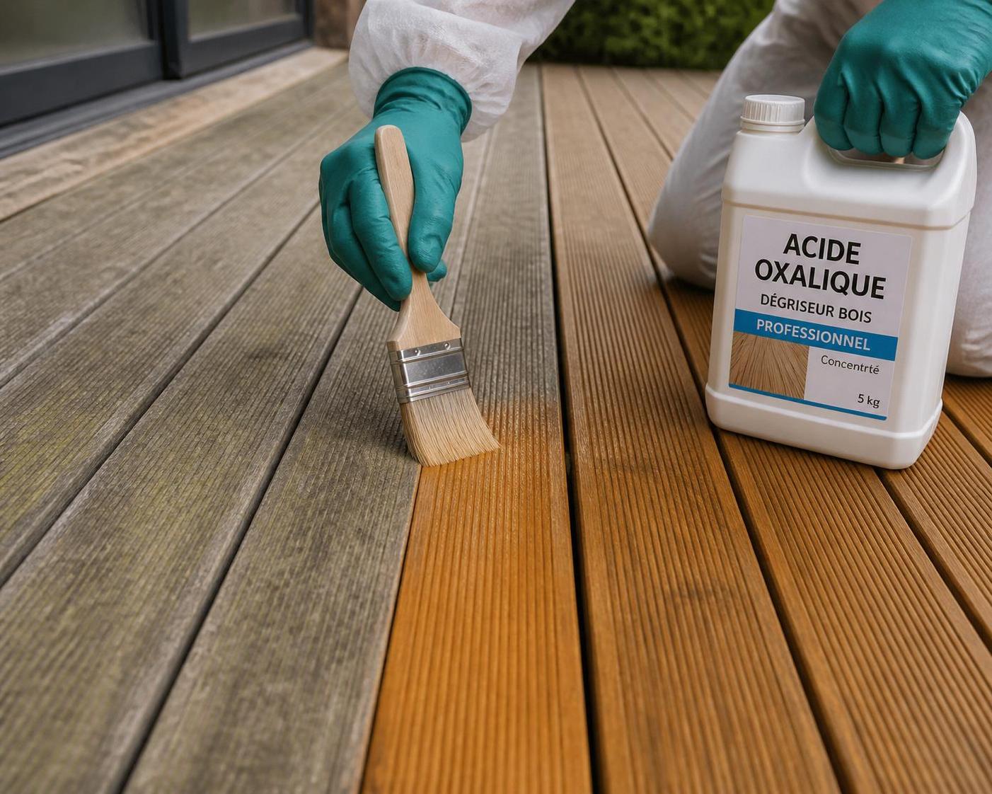 découvrez notre guide complet pour utiliser l'acide oxalique sur le bois extérieur : protocole d'application étape par étape pour décaper et raviver efficacement vos surfaces en bois.