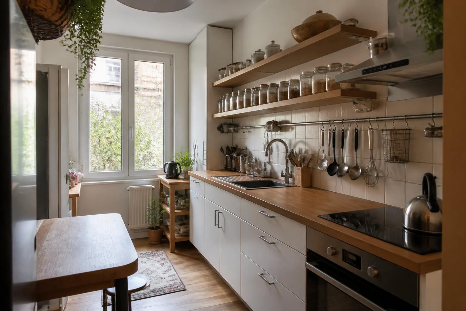 découvrez des astuces ingénieuses pour optimiser chaque centimètre de votre cuisine et gagner de l'espace efficacement, alliant praticité et style.
